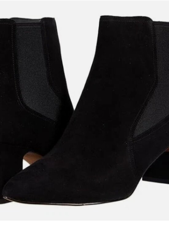 Cole Haan Etta Almond‑Toe Block Heel Ankle Bootie Black Suede Size 9 NWT - Picture 3 of 6